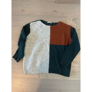 Staccato Colorblock Crew Neck Sweater Women's Large Green Grey